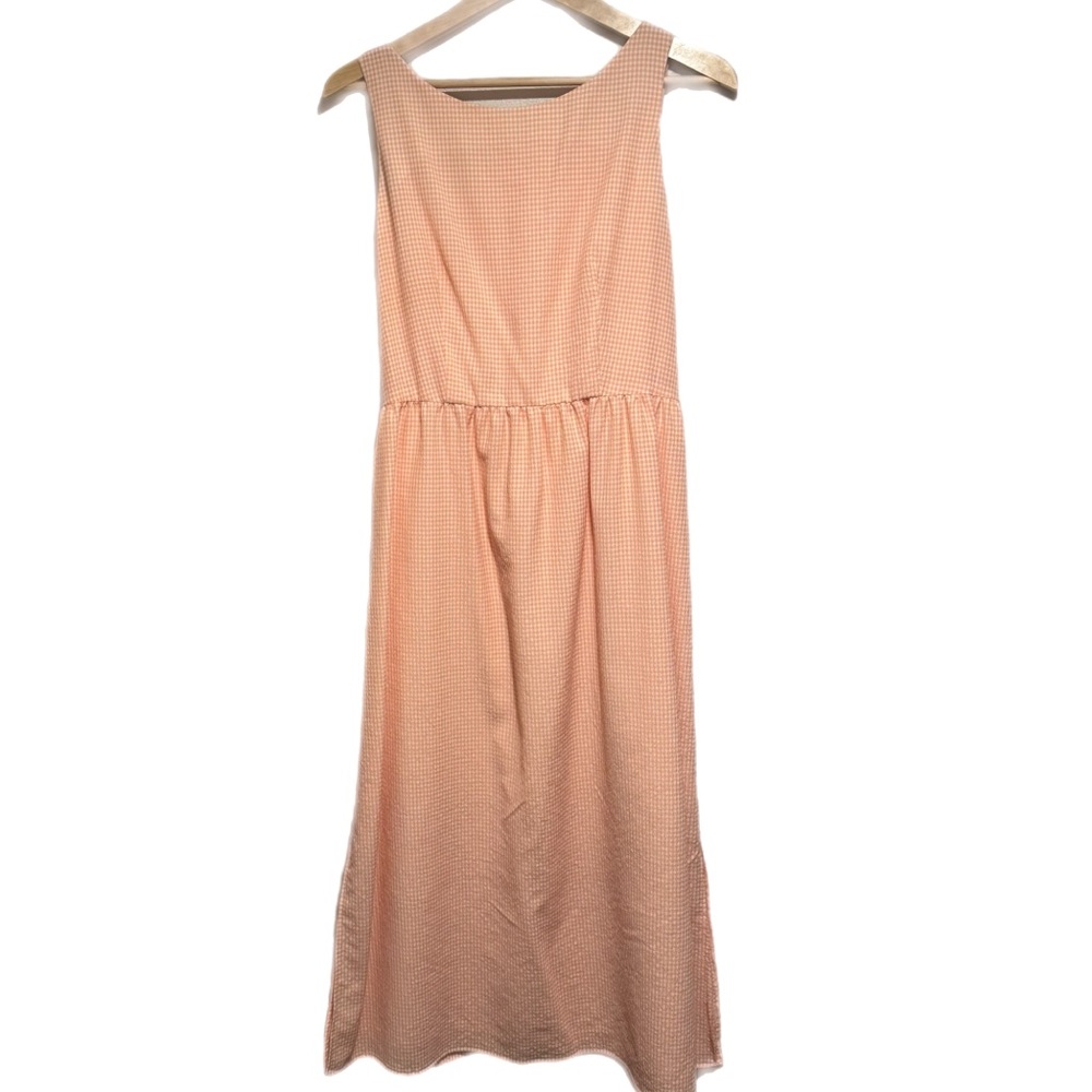 Vintage 90s Talbots Gingham Peach Maxi Dress